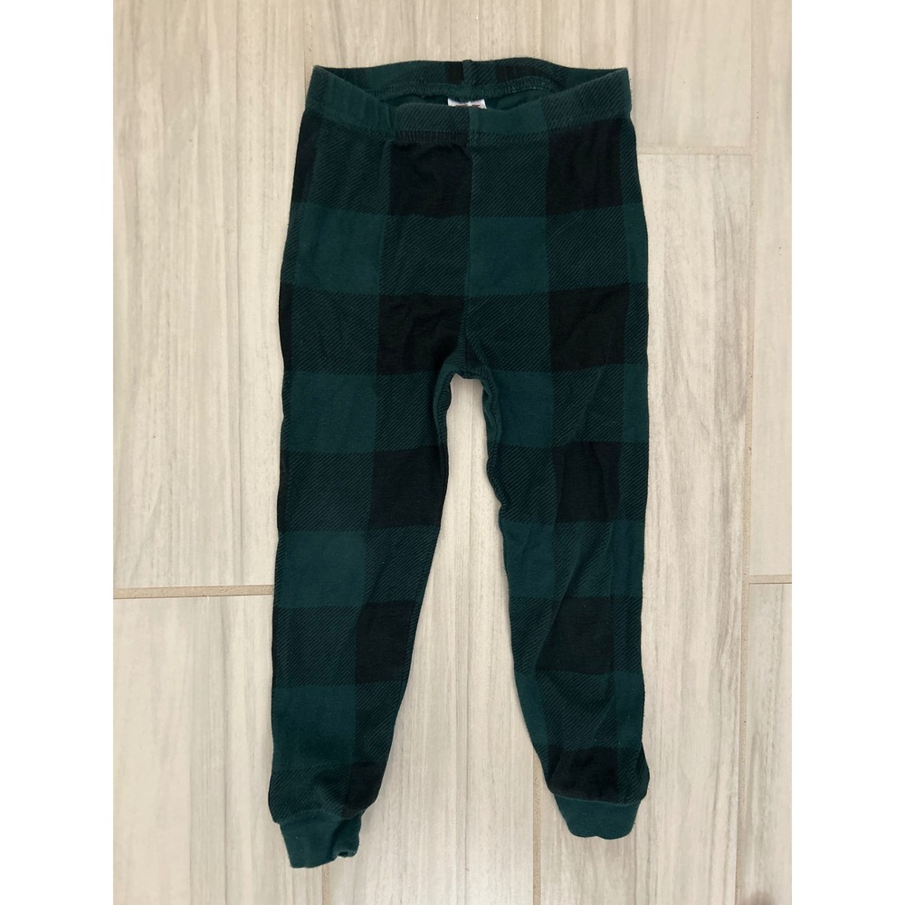 The Children's Place PJ Place Boys Green Black Buffalo Plaid Pajama Pants 3T